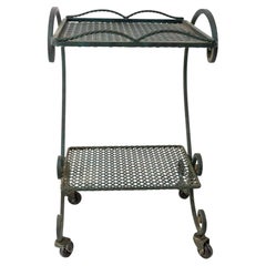 French Iron Table Trolley Console Desserte Side Table End Sofa with Wheels, 1960