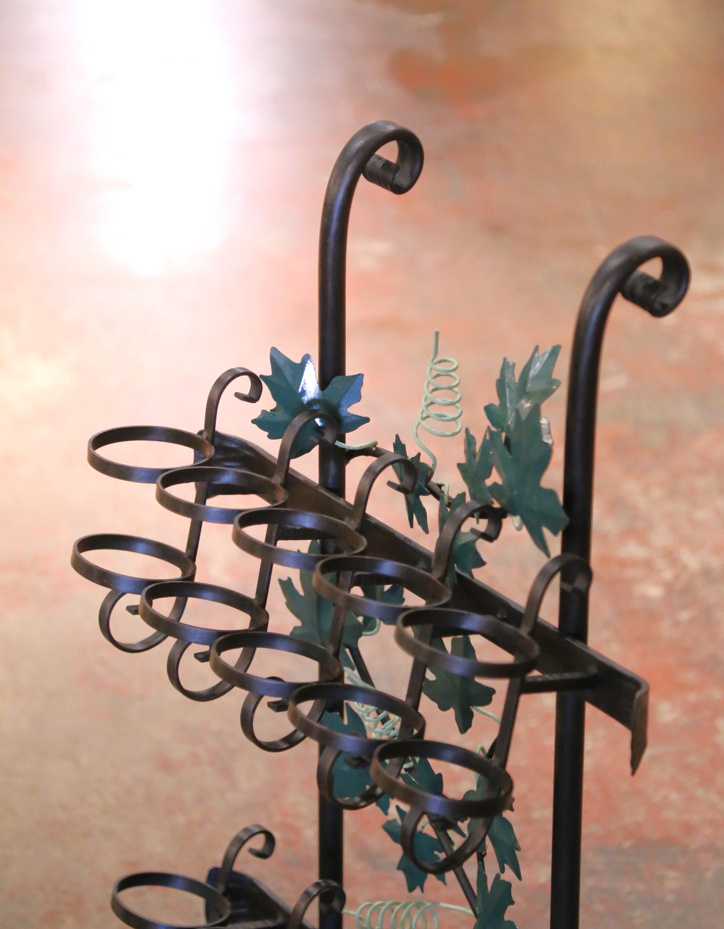 Forged French Iron Ten-Bottle Wine Cart on Wheels from the Rhone Region For Sale