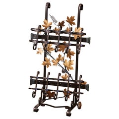 French Iron Ten-Bottle Wine Cart on Wheels from the Rhone Region