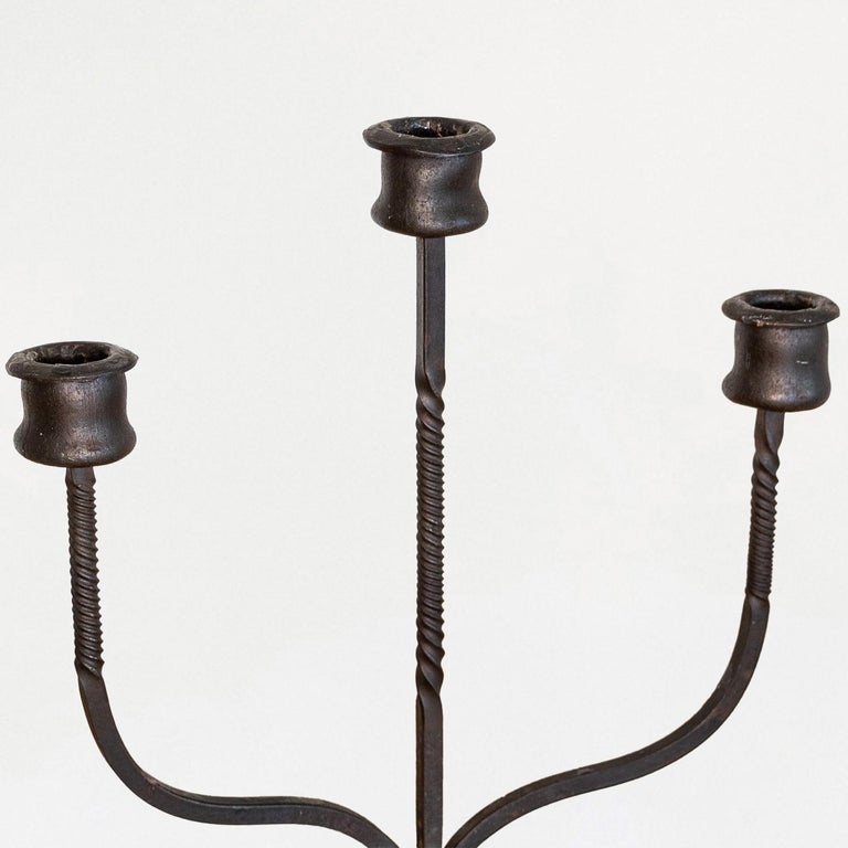 French Iron ThreeArm Candlestick at 1stDibs
