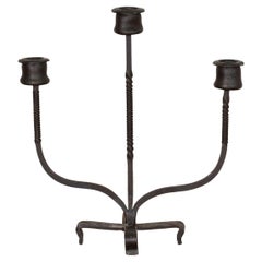 French Iron Three-Arm Candlestick