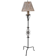 Antique French Iron Torchiere Floor Lamp