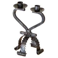 French Iron Two-Arm Candlestick