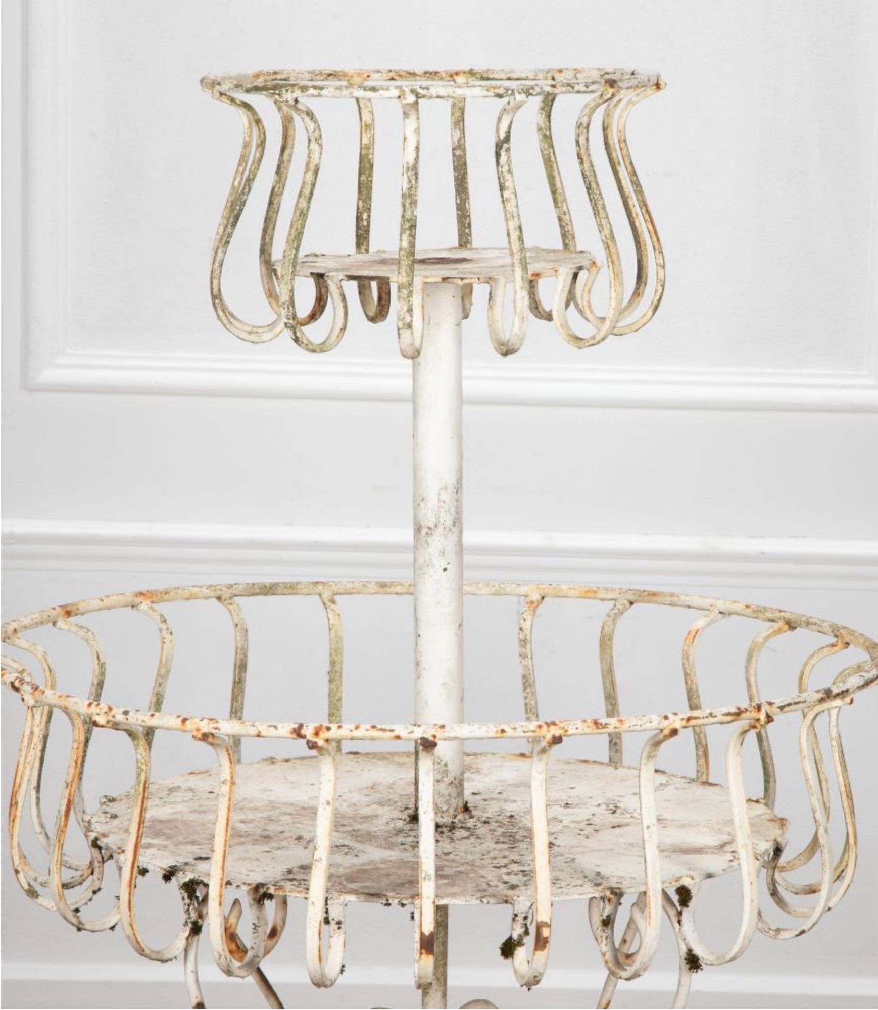 French Iron Two Tiered Plant Stand In Good Condition For Sale In Haywards Heath, GB
