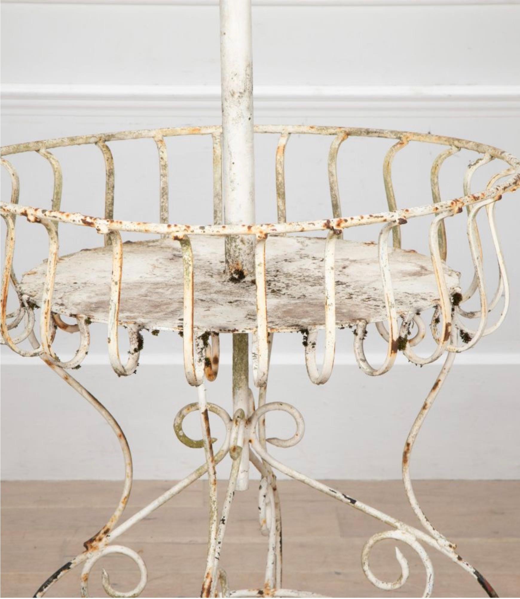 20th Century French Iron Two Tiered Plant Stand For Sale