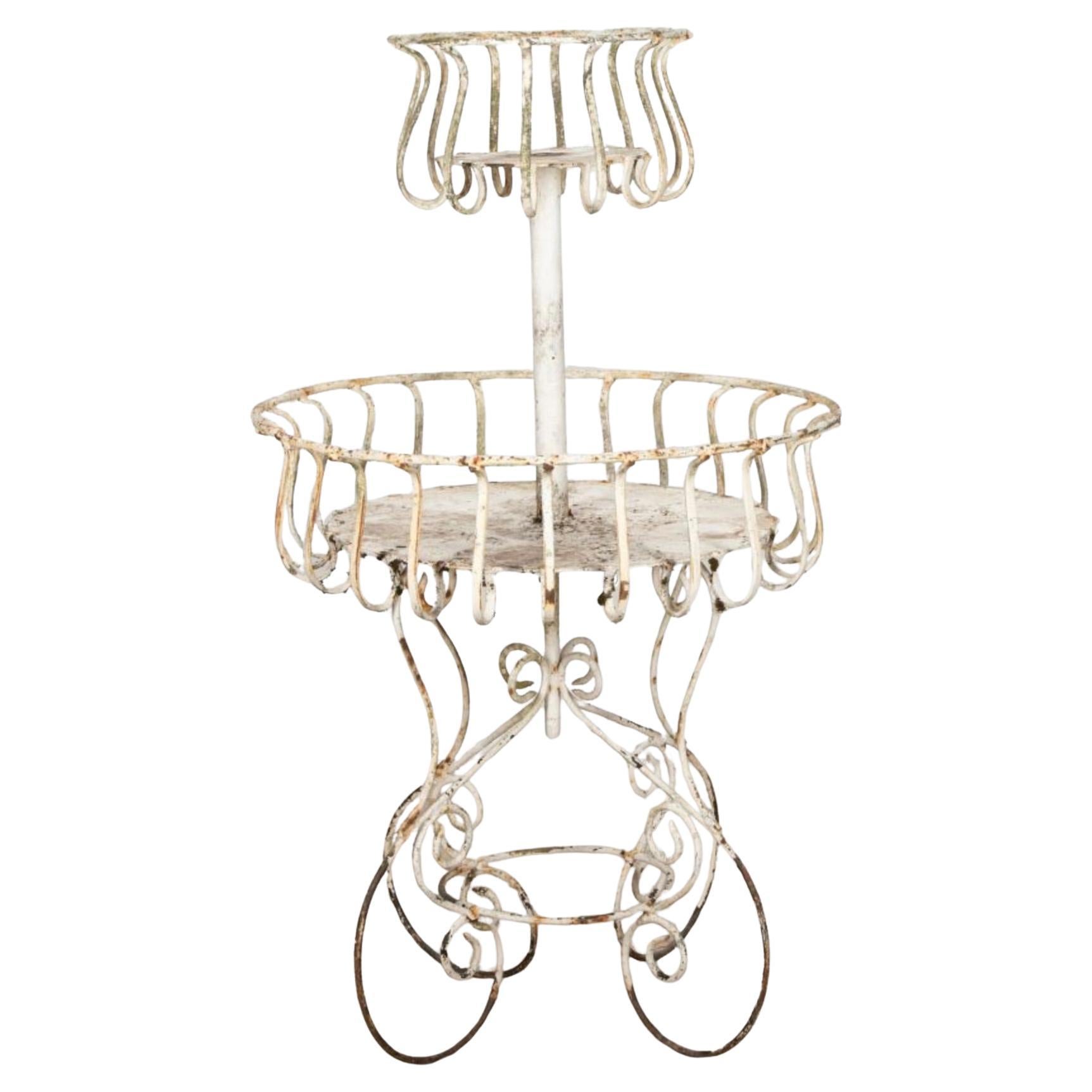 French Iron Two Tiered Plant Stand