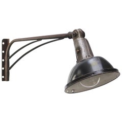 French Iron Wall Light by EDR, Black Enamel Shade, Art Deco, 1950s