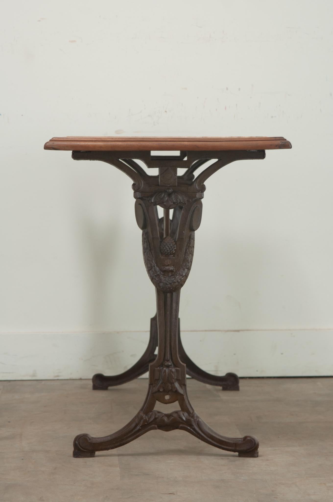 French Iron, Walnut, & Marble Bistro Table For Sale 3