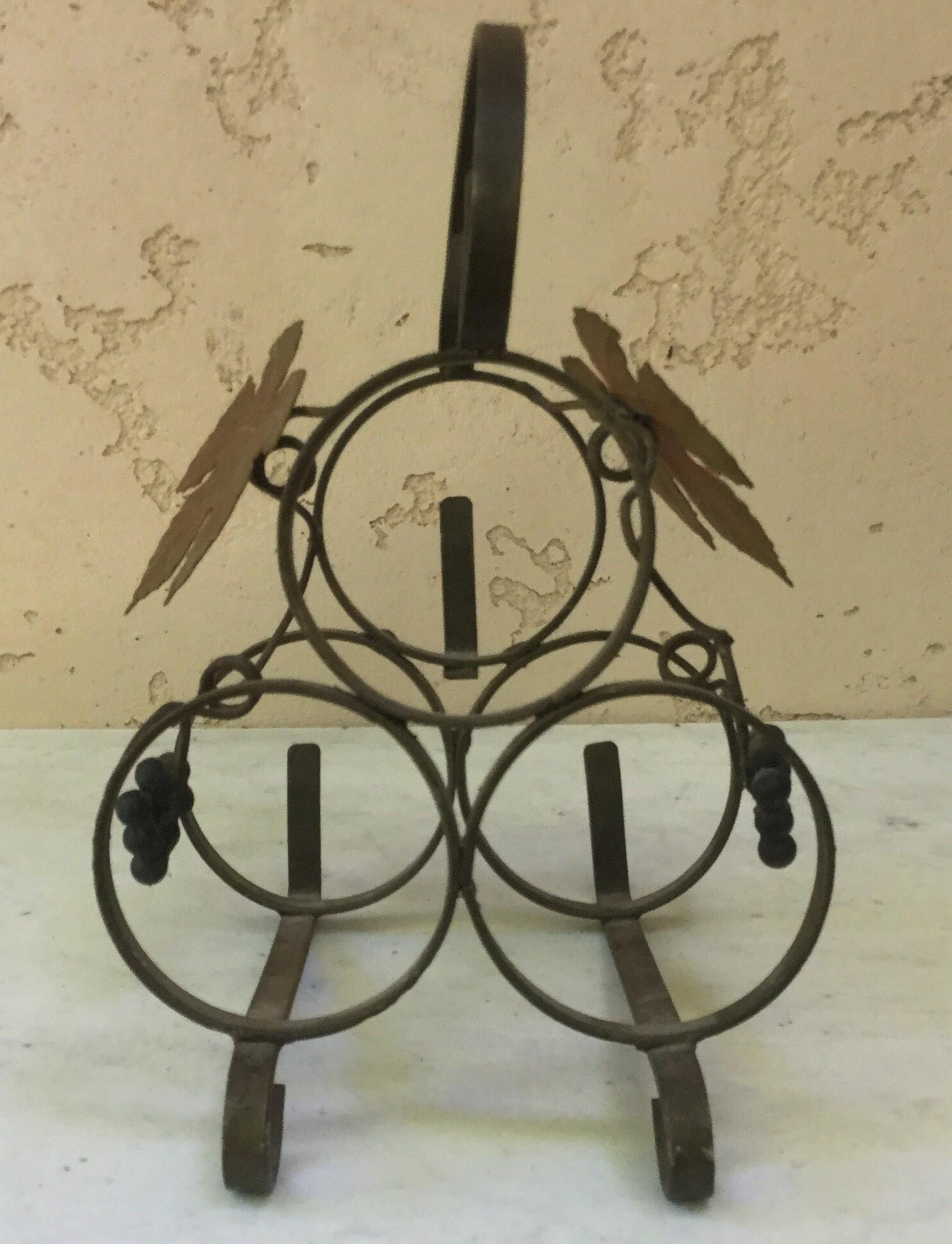 French Iron Wine Bottle Rack, circa 1950 In Good Condition For Sale In Austin, TX