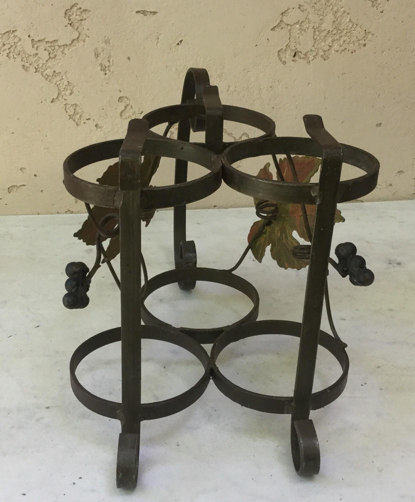 Mid-20th Century French Iron Wine Bottle Rack, circa 1950 For Sale