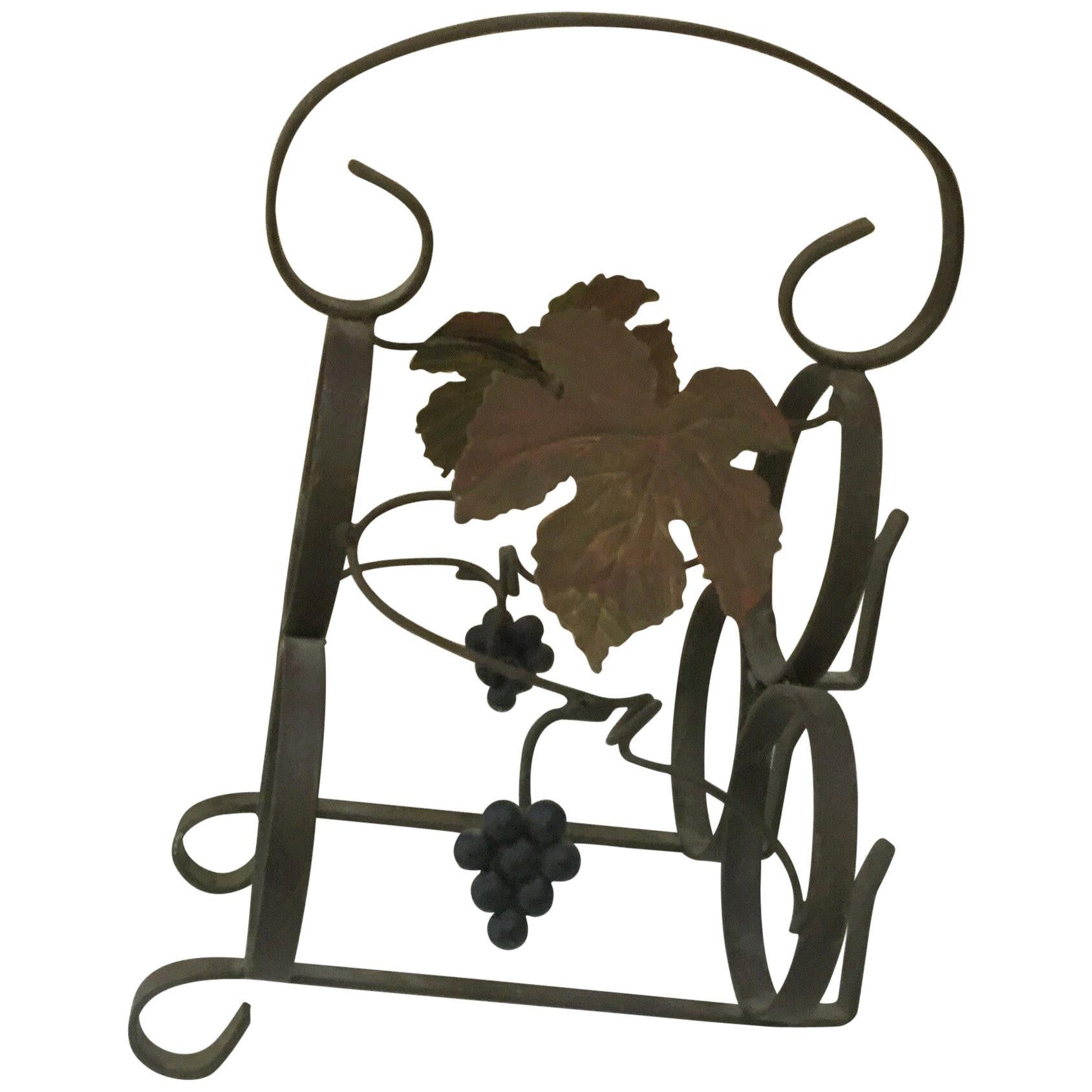 French Iron Wine Bottle Rack, circa 1950 For Sale