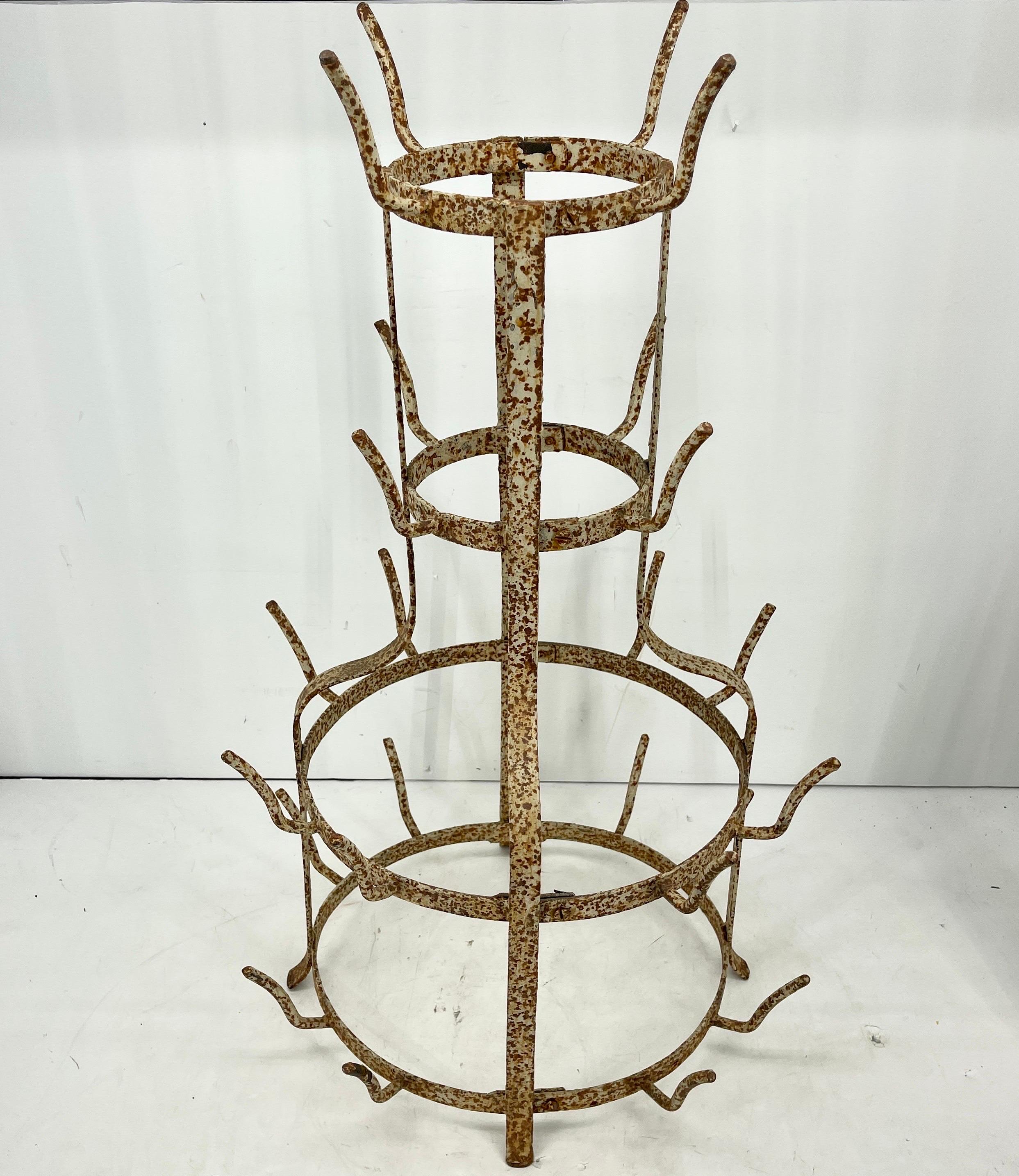 French Iron Wine Champagne Bottle Drying Display Rack, circa 1950s For Sale 9