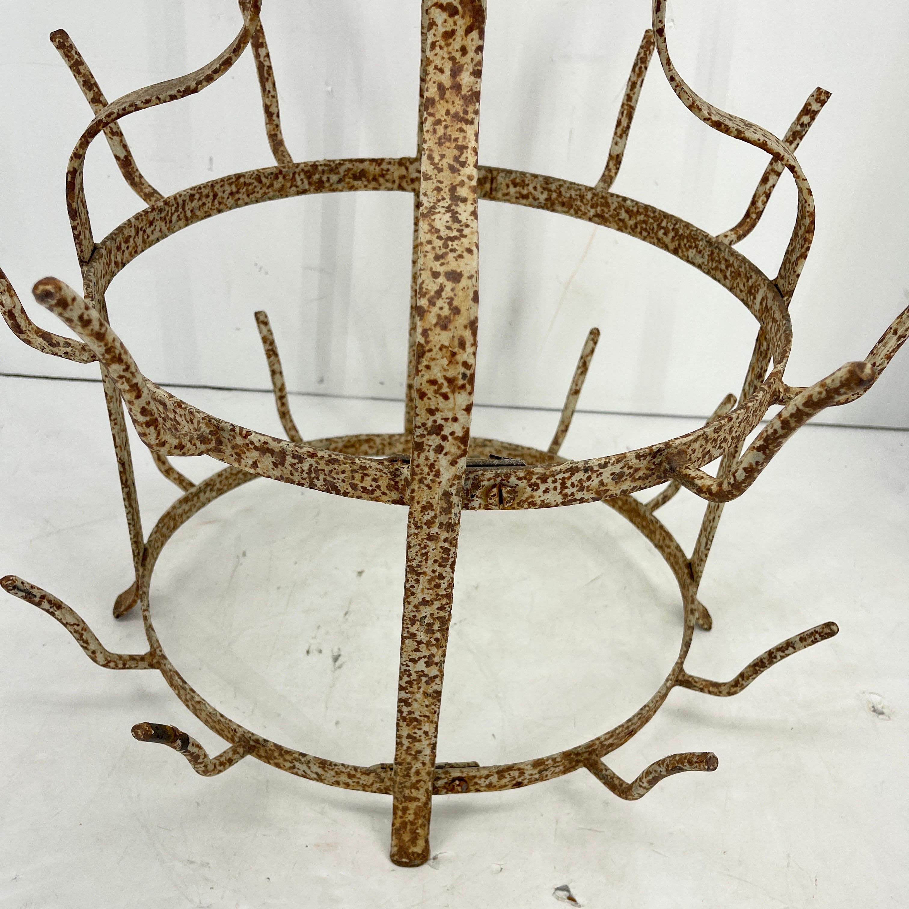French Iron Wine Champagne Bottle Drying Display Rack, circa 1950s For Sale 11