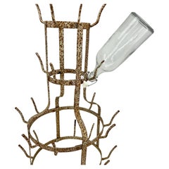 French Iron Wine Champagne Bottle Drying Display Rack, circa 1950s