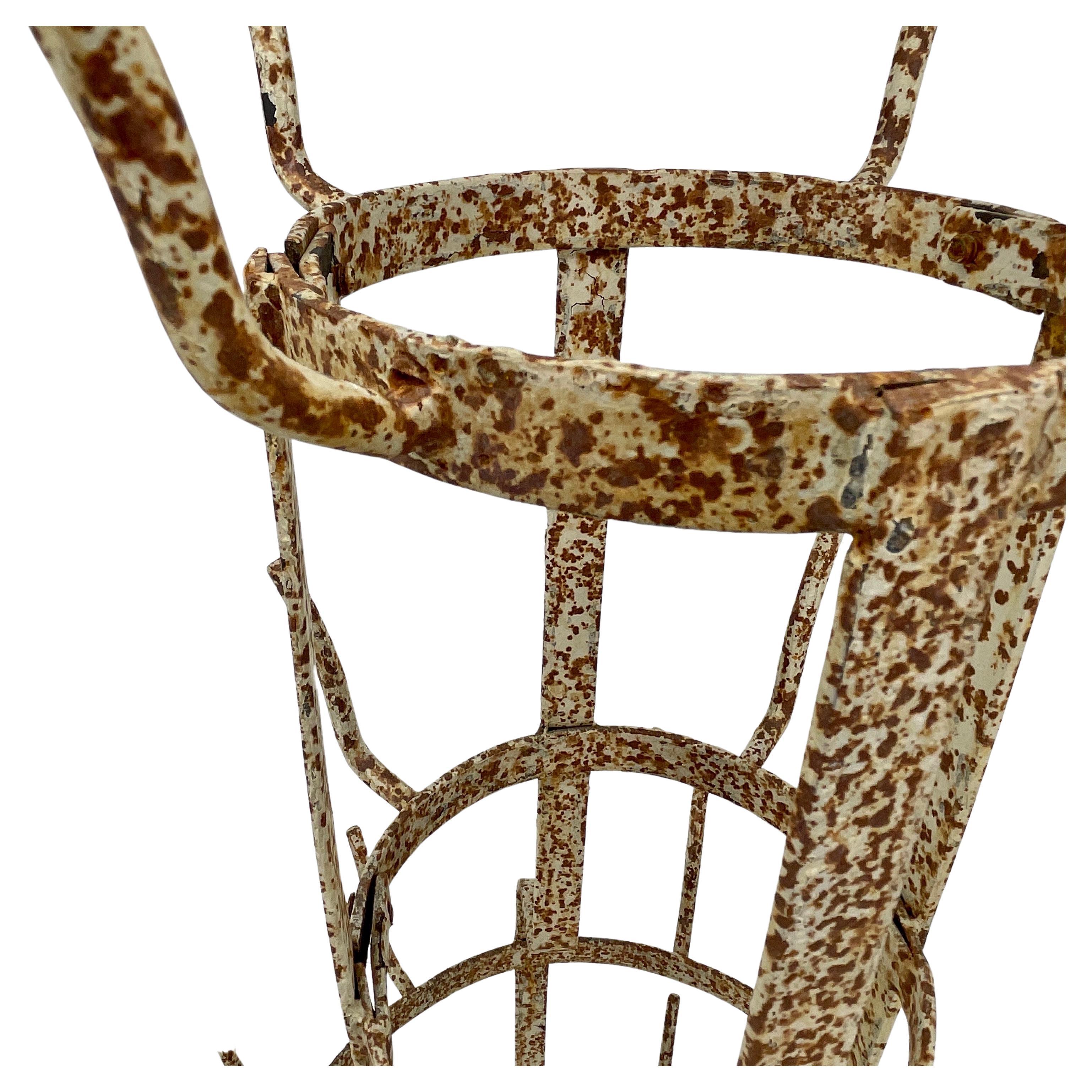 Mid-20th Century French Iron Wine Champagne Bottle Drying Display Rack, circa 1950s For Sale