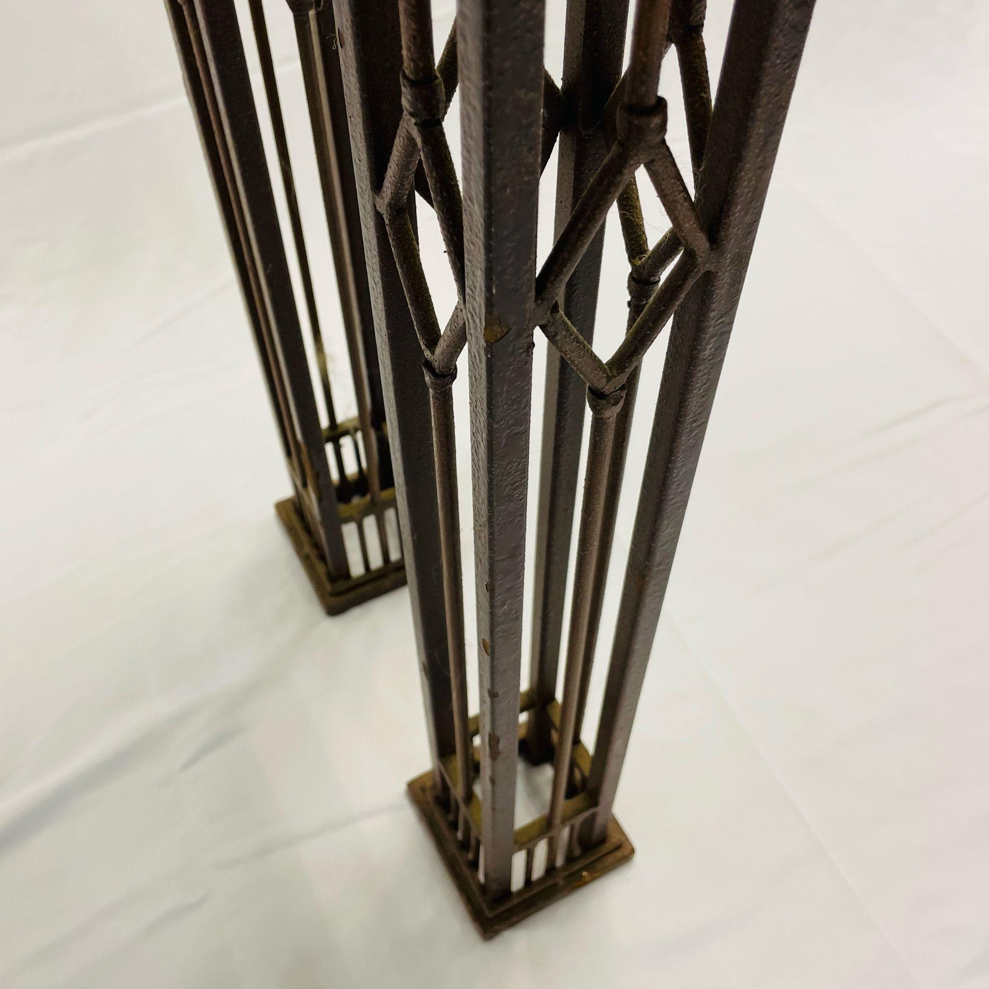 French Iron Work Console / Sofa Table, Marble Top For Sale 5