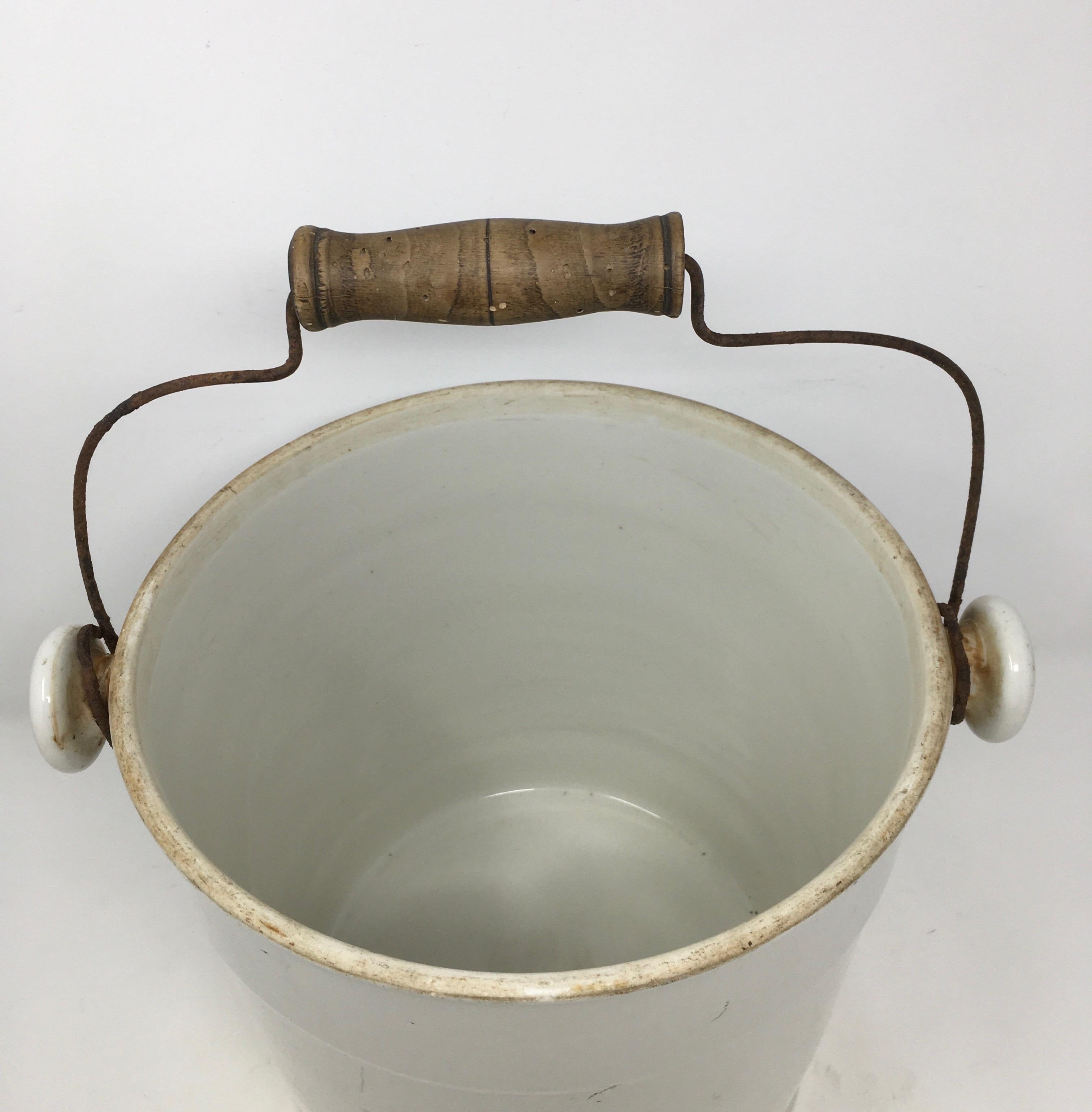 French Ironstone Milk Pail In Good Condition In Houston, TX
