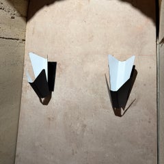 French-Italian Design Pablo Romo Black Metal Wall Sconce Pair