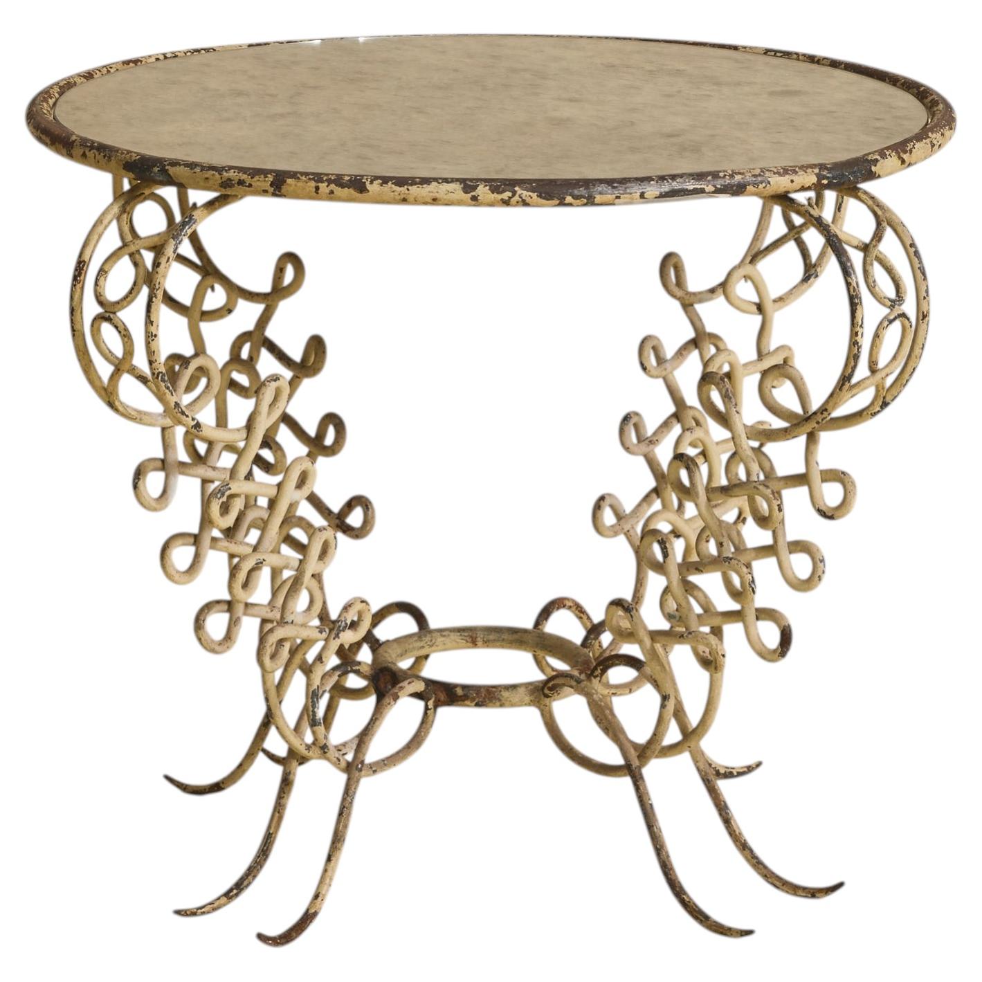French Ivory Iron Side Table, 1960s