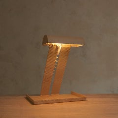 French Ivory Perforated Metal Desk Lamp in the Manner of Mathieu Matégot, 1960s