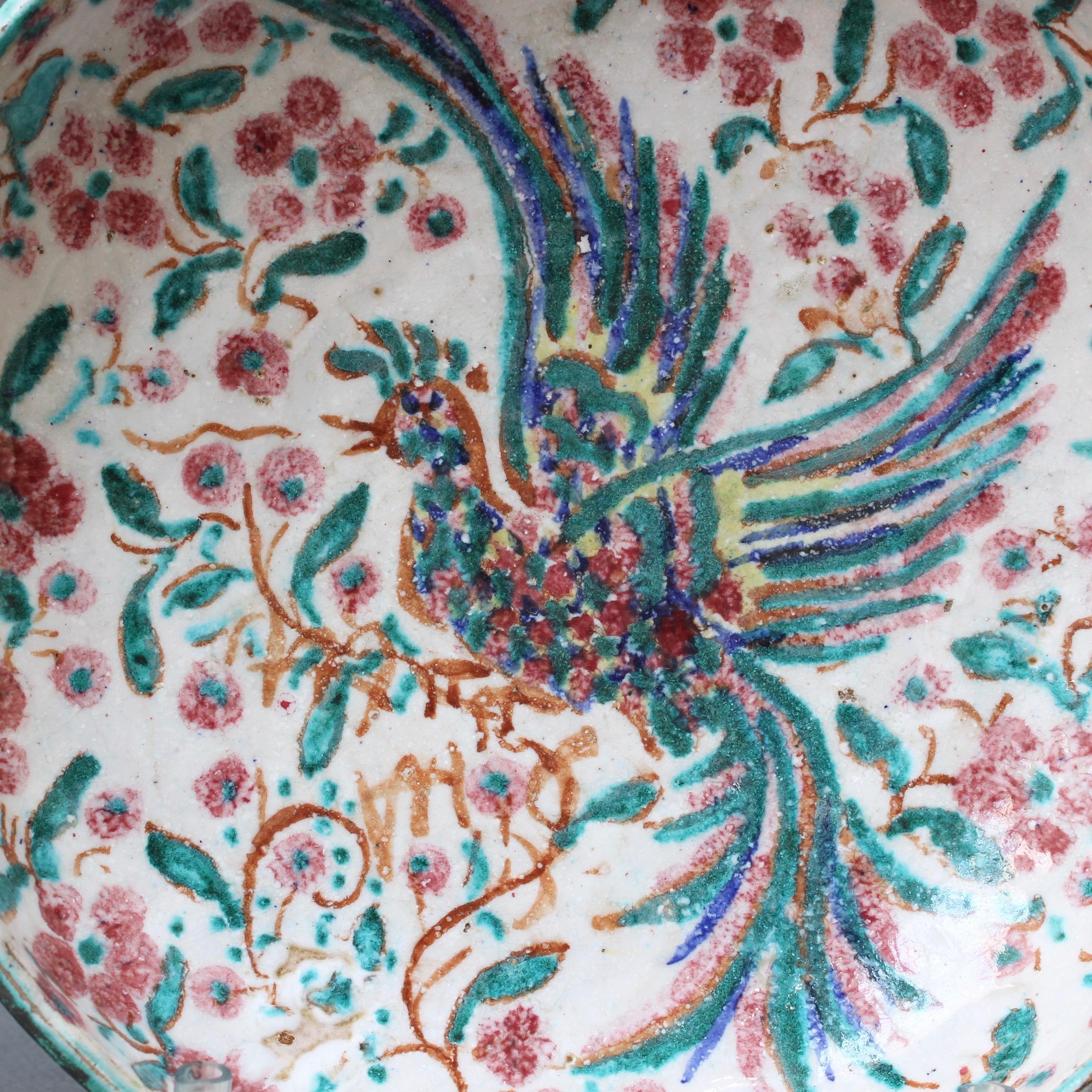 French Iznik-Inspired Ceramic Bowl by Édouard Cazaux, circa 1930s 3