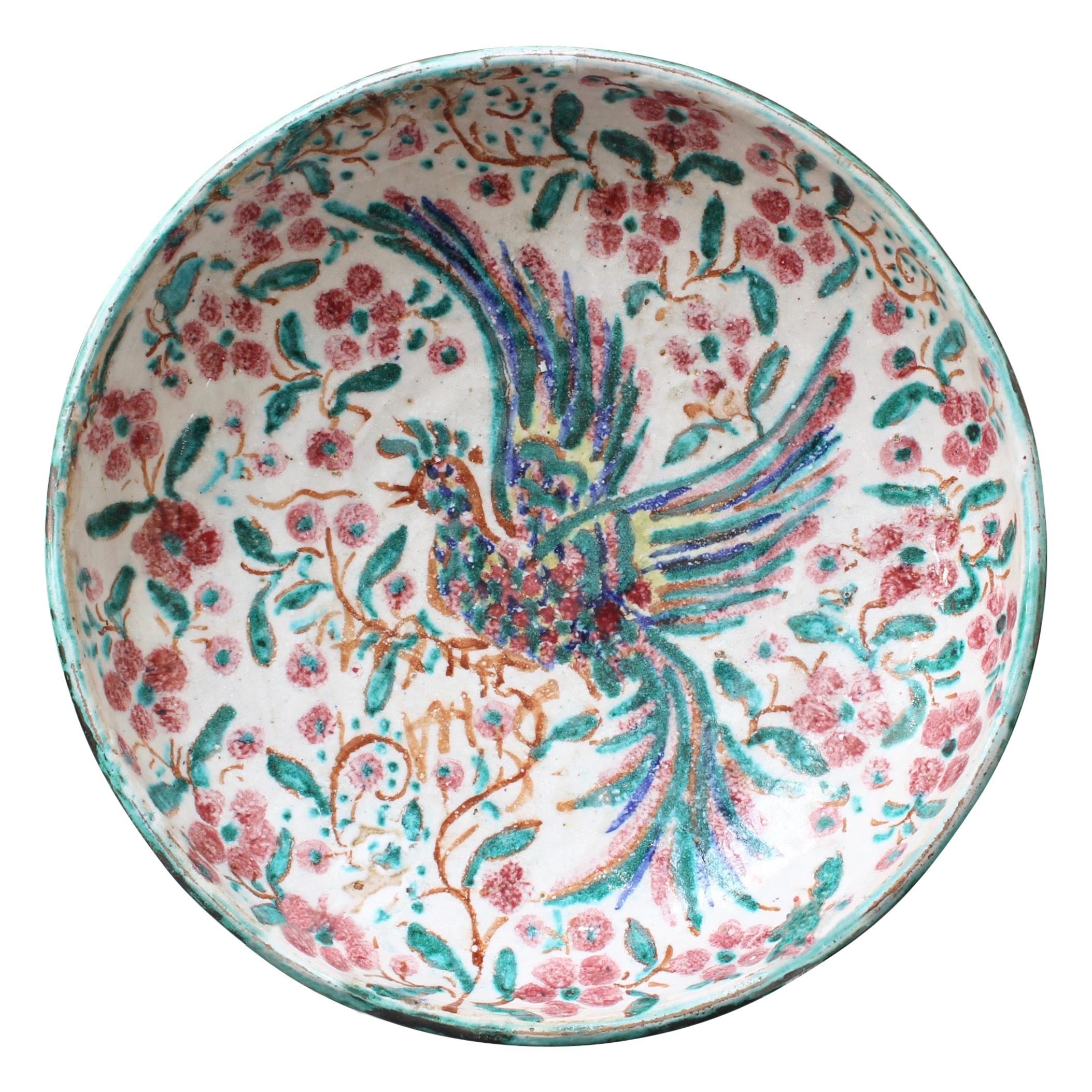French Iznik-Inspired Ceramic Bowl by Édouard Cazaux, circa 1930s