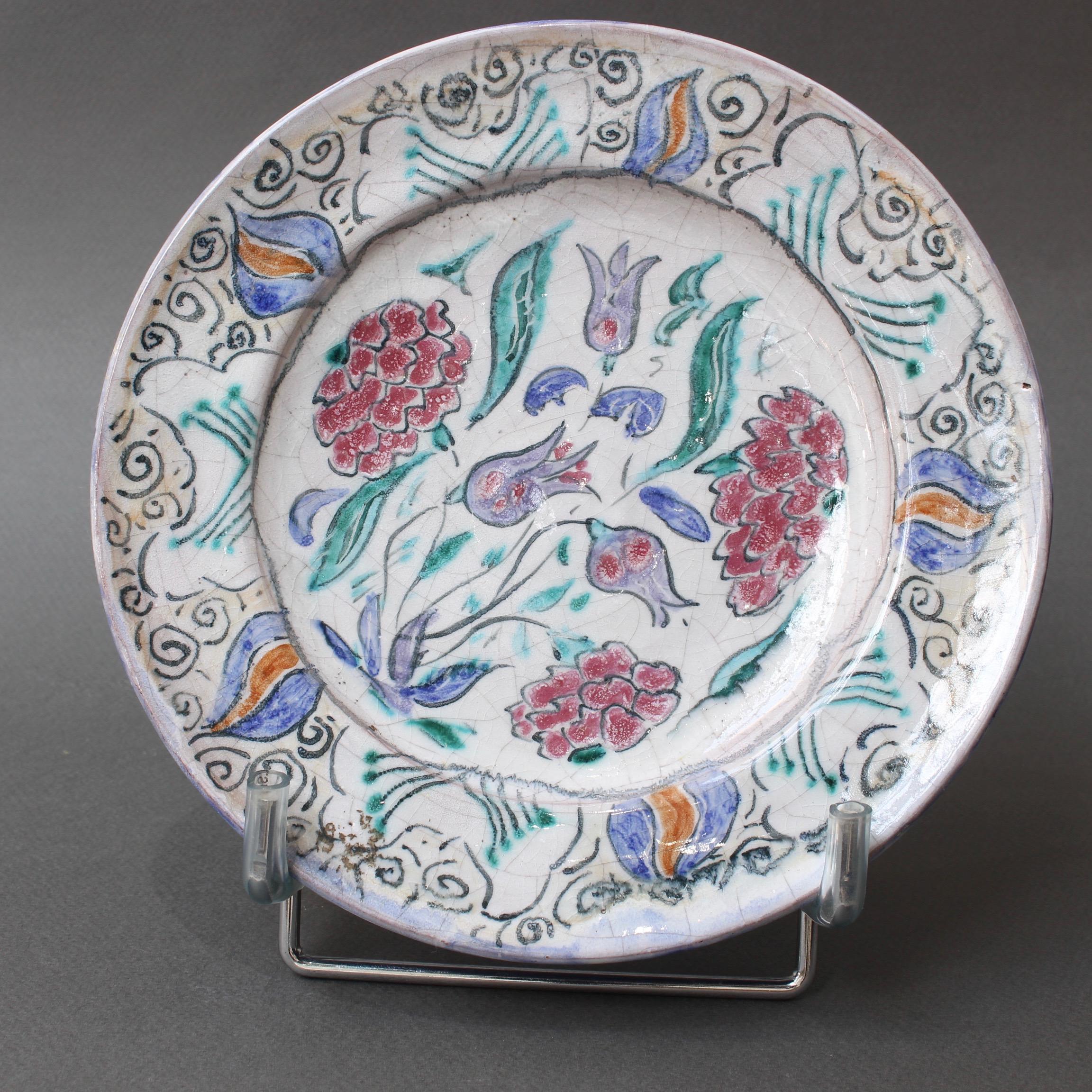 French Iznik-Inspired Ceramic Decorative Plate by Édouard Cazaux, circa 1930s For Sale 2