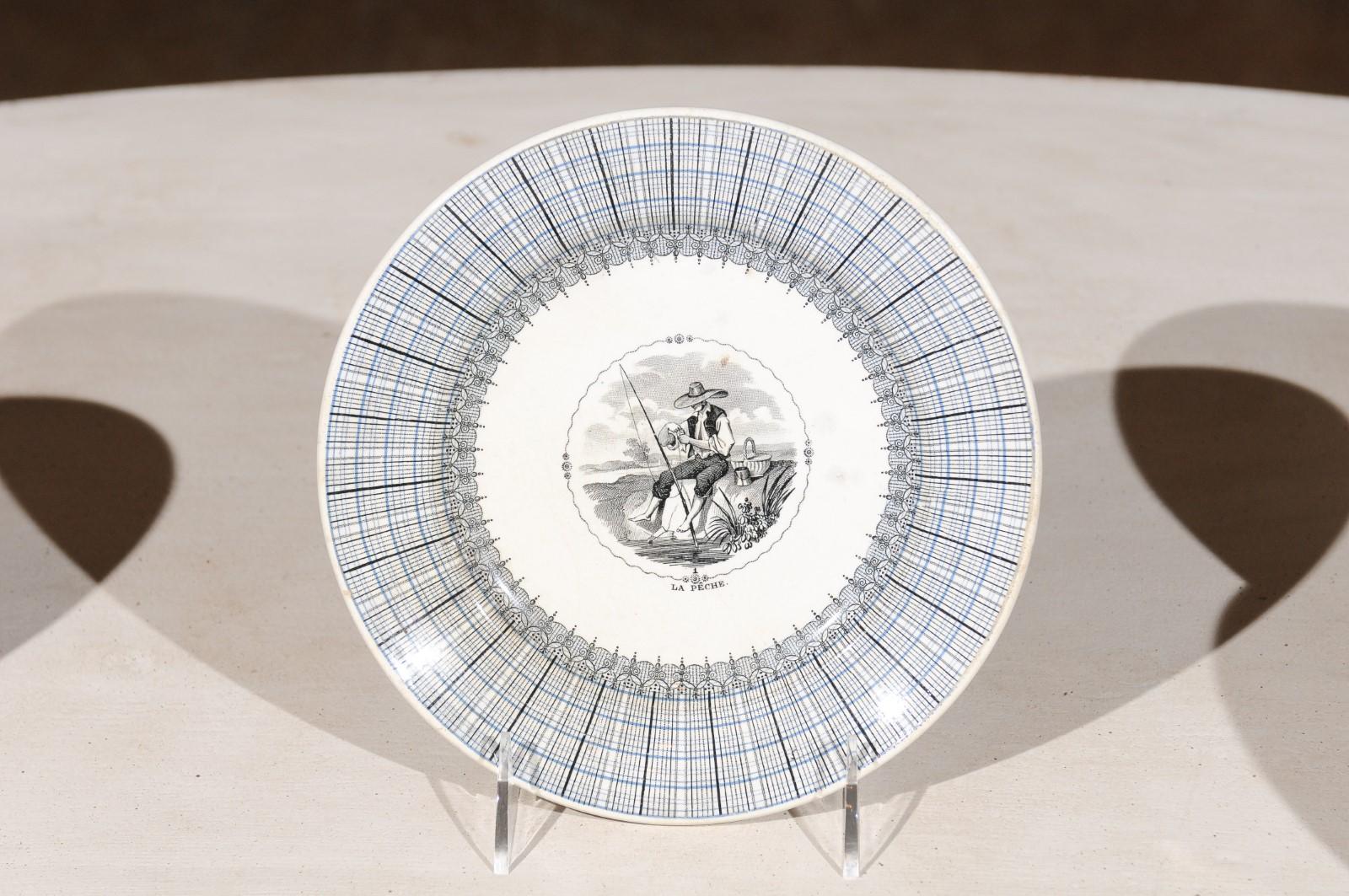 French J. Vieillard & Cie Bordeaux Plates with Pastoral Scenes, 19th Century 2