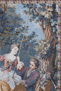 French Jacquard tapestry by Art de Lys - The Swing, after jean-Honoré Fragonard