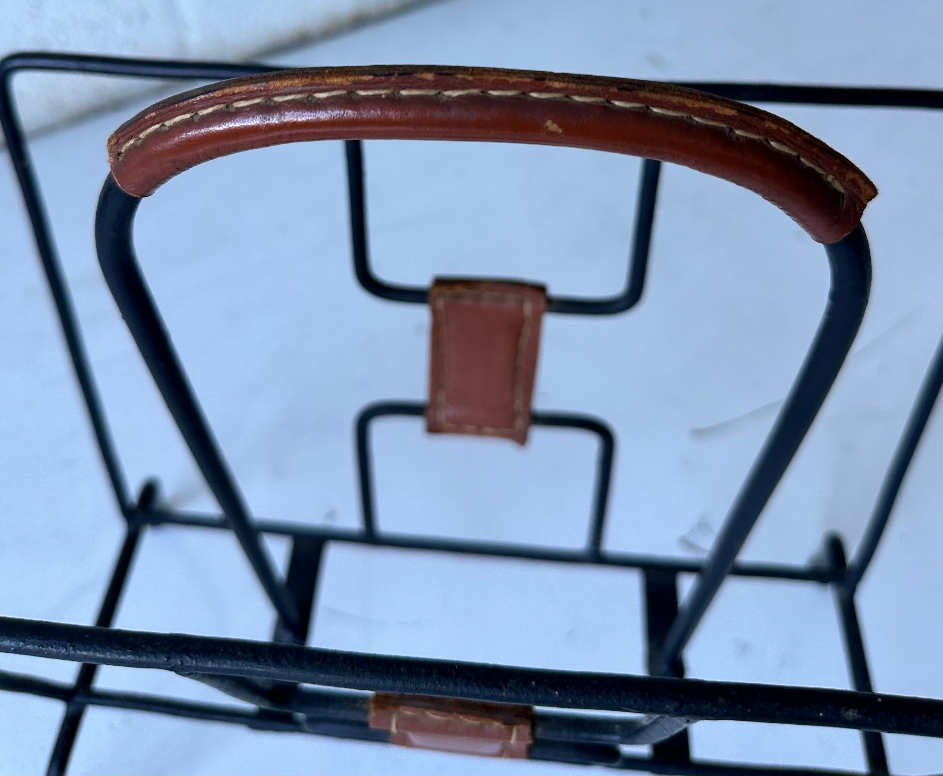 Art Deco French Jacques Adnet Magazine Rack For Sale