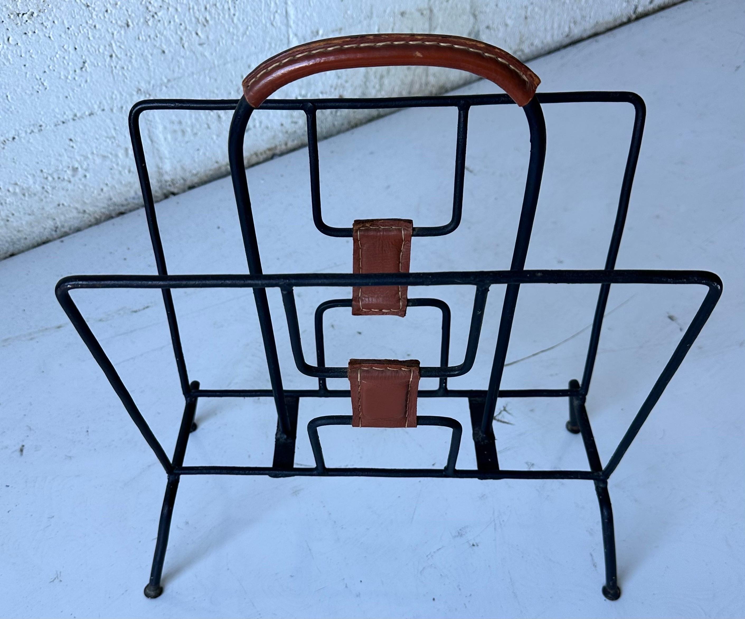 French Jacques Adnet Magazine Rack For Sale 1