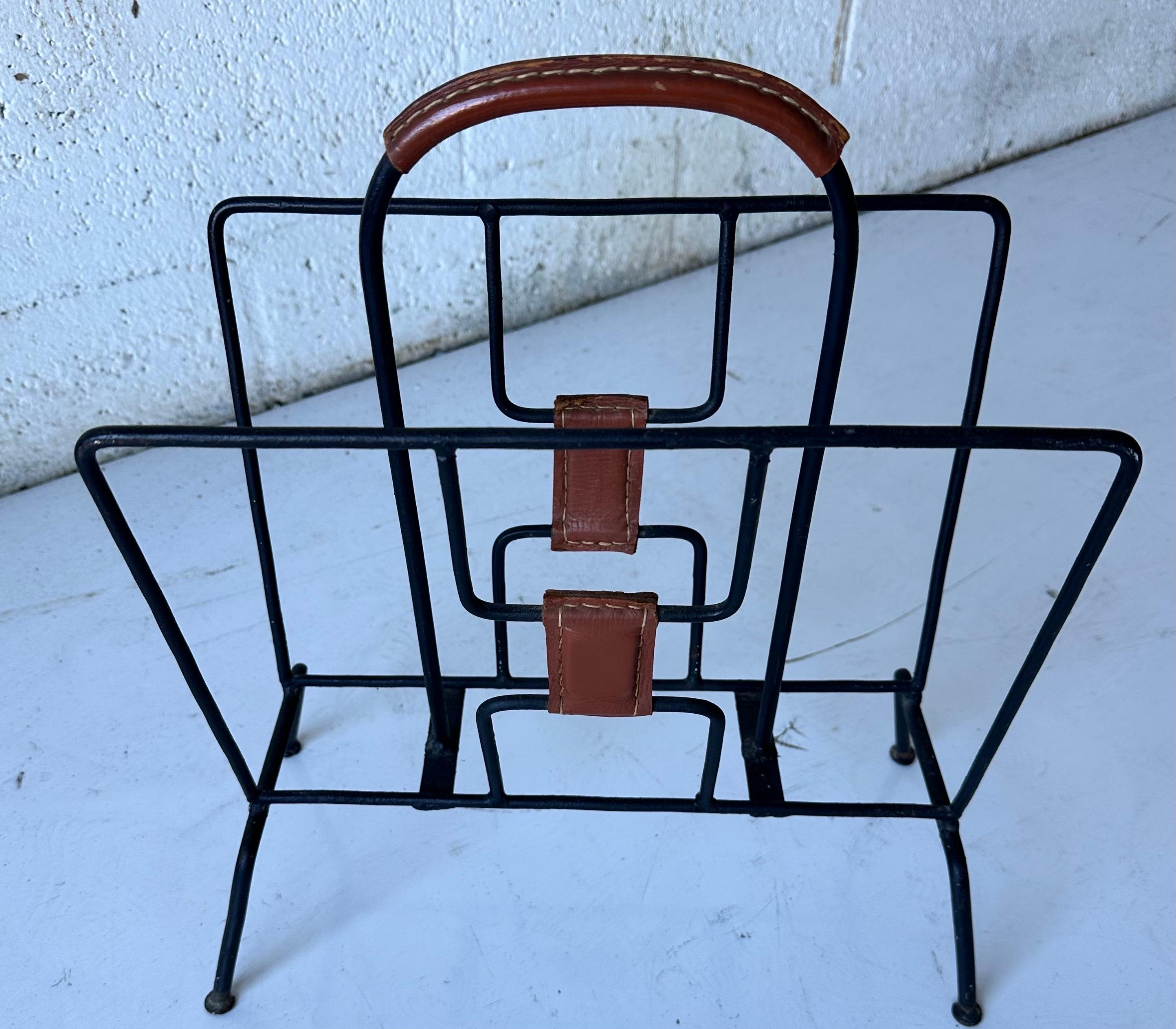 French Jacques Adnet Magazine Rack For Sale 2