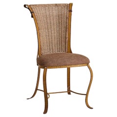French Jacques Adnet Style Iron + Leather Accent Chair, 1960s - 3 Available