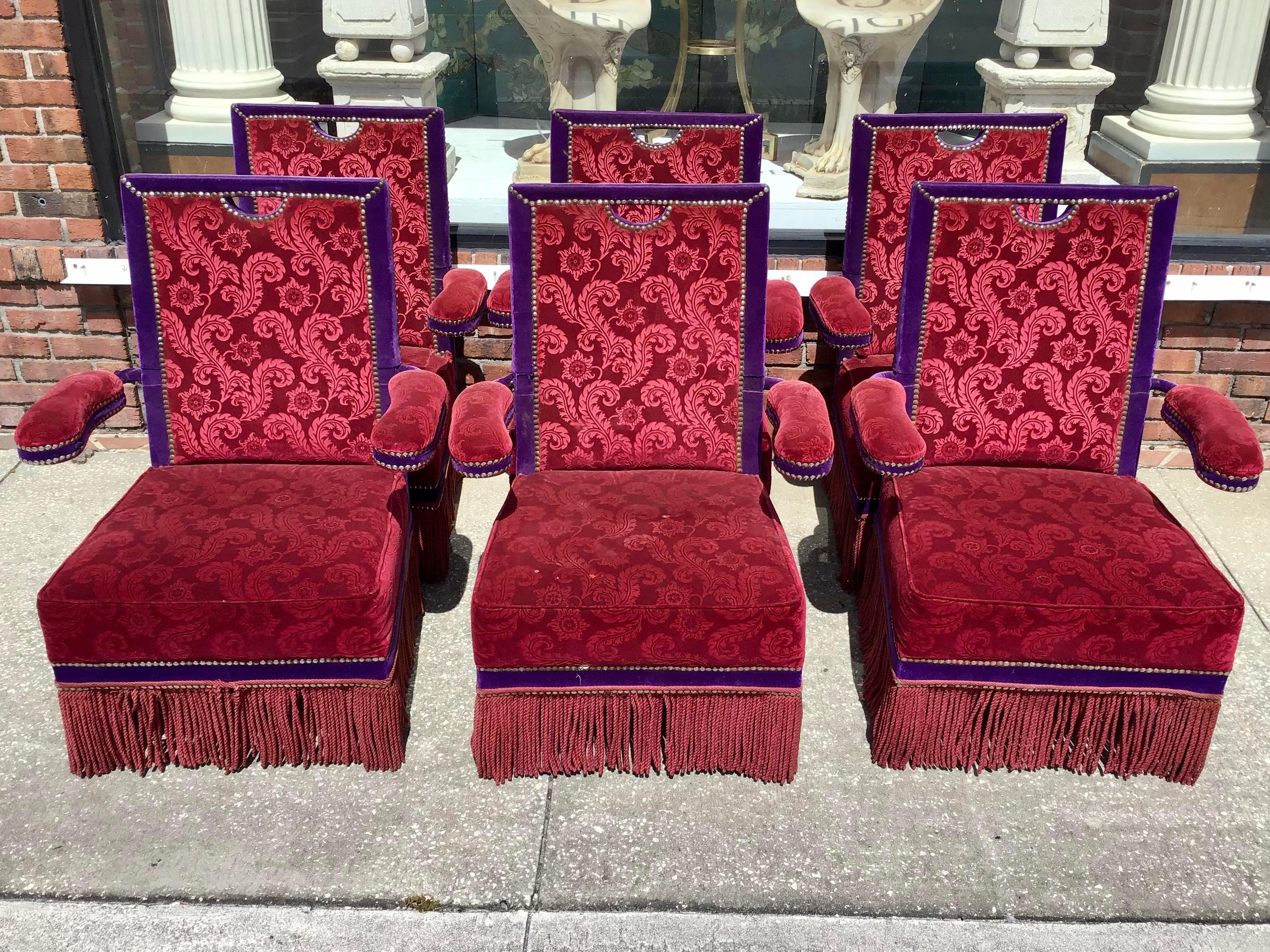 Amazing set of original French Jacques Garcia hotel costes club chairs. These would be a fun instant personal version of hotel costes Paris directly in your home! This is the original fabric so they have some age and tiny tears that could be