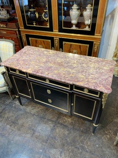 French Jansen Style Black Lacquered Commode with Bronze Mounts