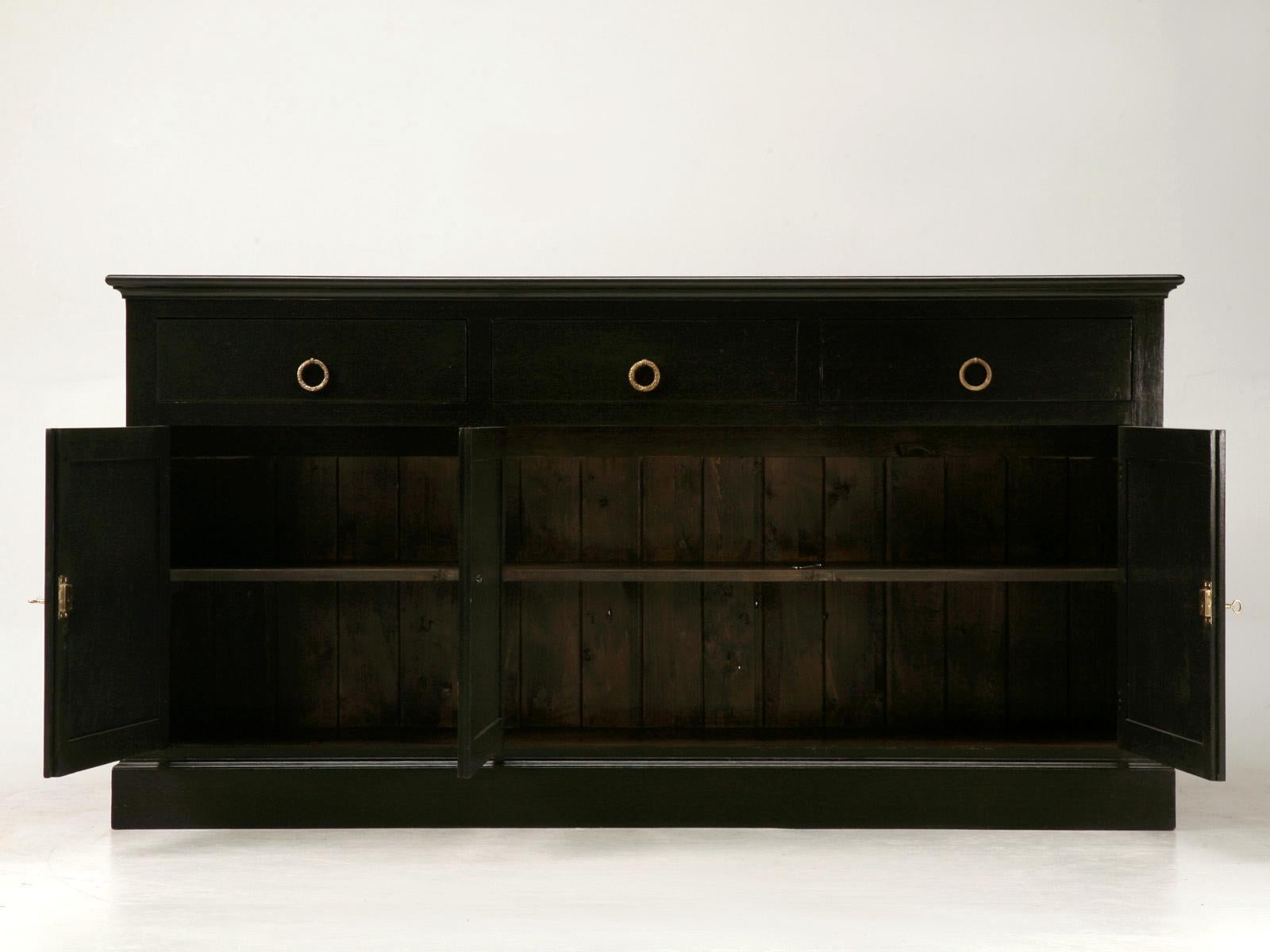 Brass French Jansen Style Black Buffet Handcrafted in Our Workshop in Any Dimension For Sale