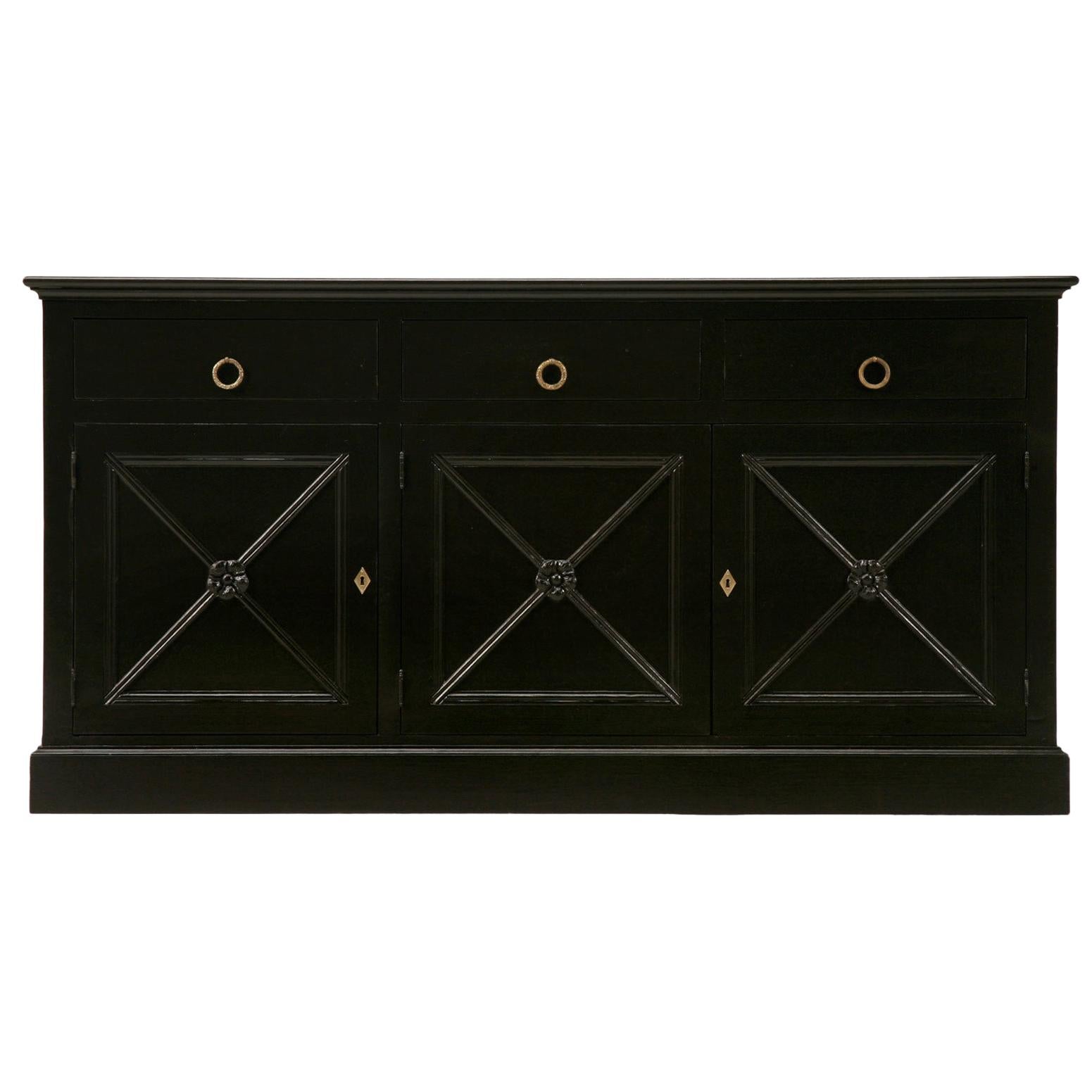 French Jansen Style Black Buffet Handcrafted in Our Workshop in Any Dimension For Sale
