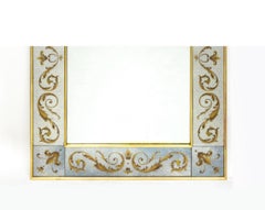 French Jansen Style Verre Eglomise Mirror with Beautiful Border, France