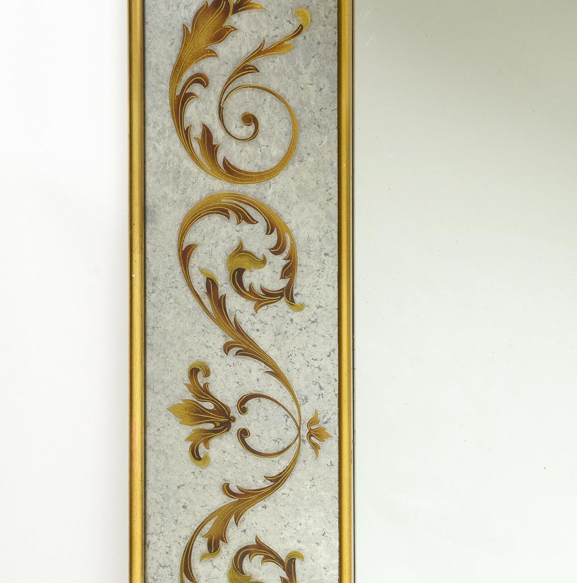 Art Déco Specchio francese in stile Jansen in verre eglomise con un bel bordo, Francia in vendita