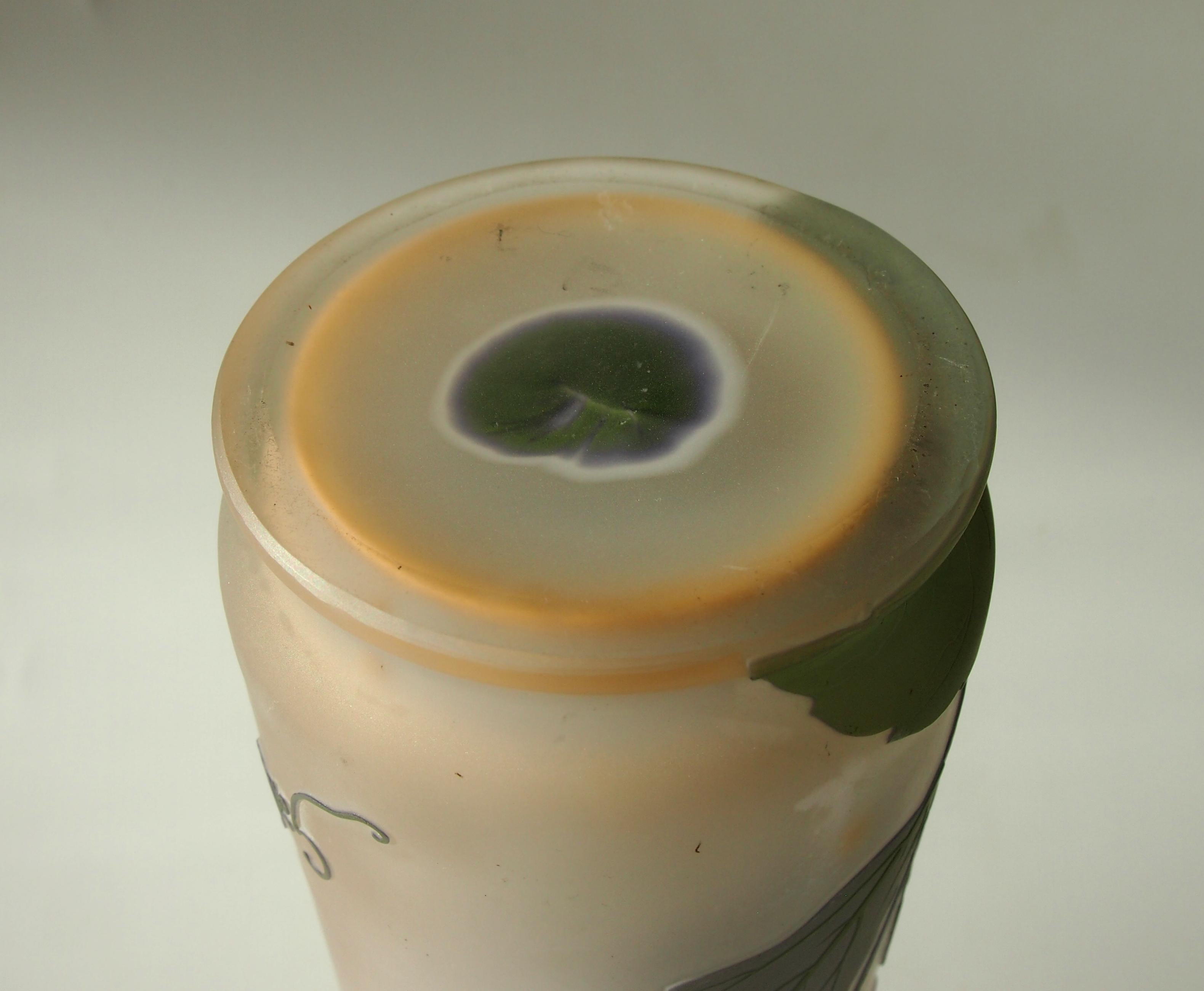 French Japanese Style Art Nouveau Emile Galle Cameo Glass Vase Signed circa 1900 2