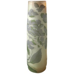 French Japanese Style Art Nouveau Emile Galle Cameo Glass Vase Signed circa 1900