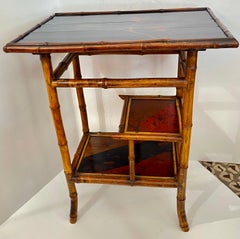 French Japanisme  Bamboo & Lacquer 3 Tier Side Table, 1880.