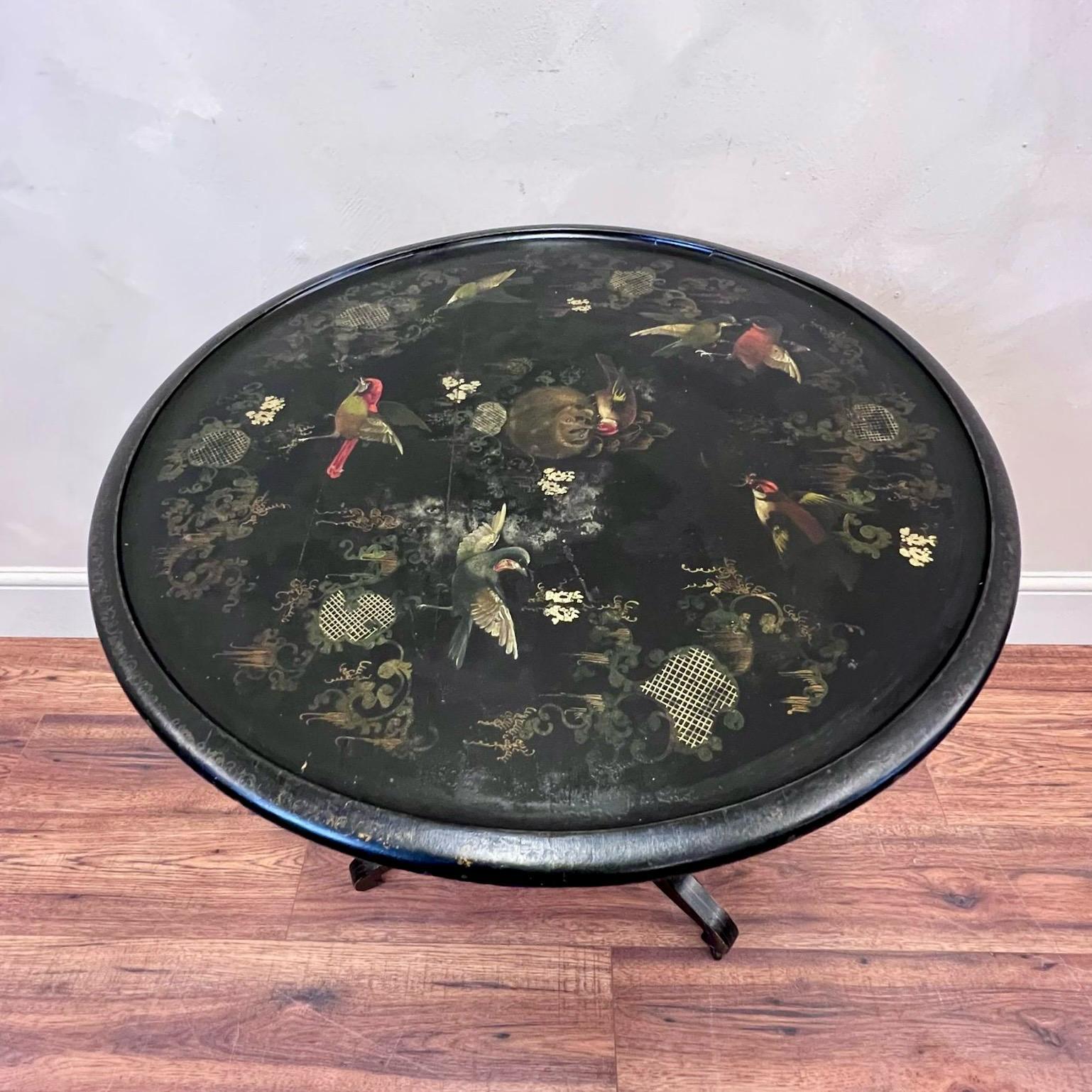 French, japanned Tilt Top Tripod Table C1910 For Sale 6
