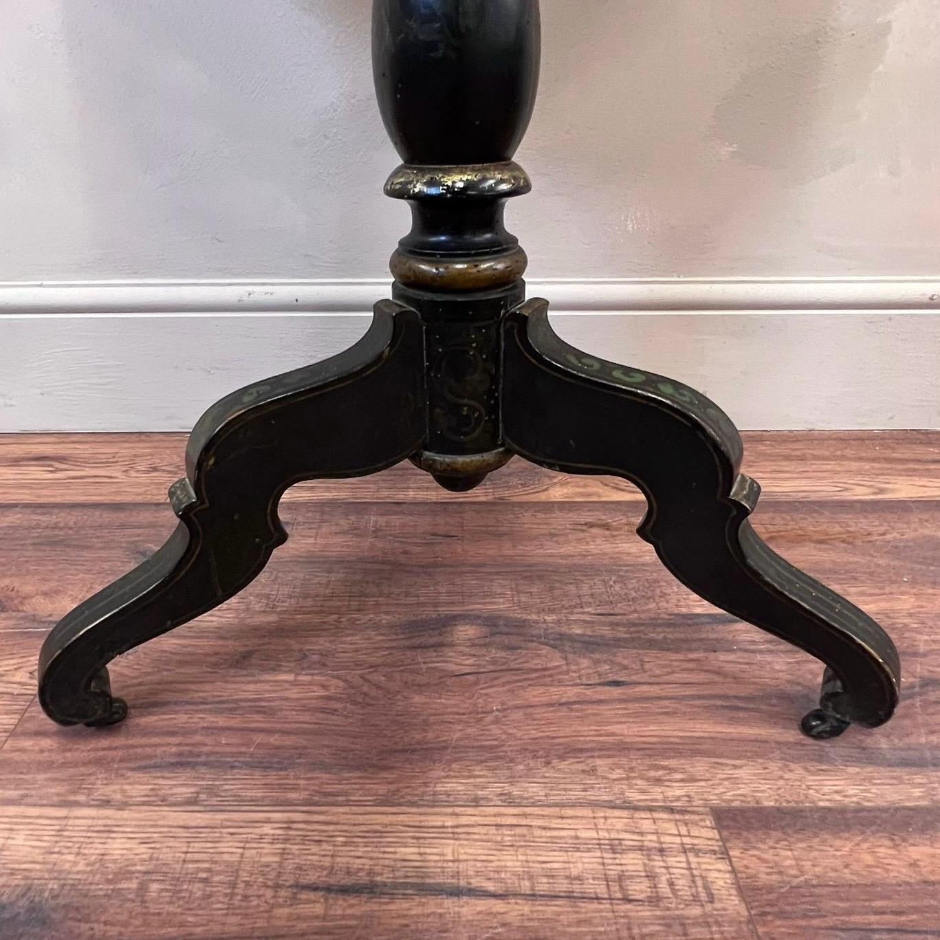 French, japanned Tilt Top Tripod Table C1910 For Sale 7