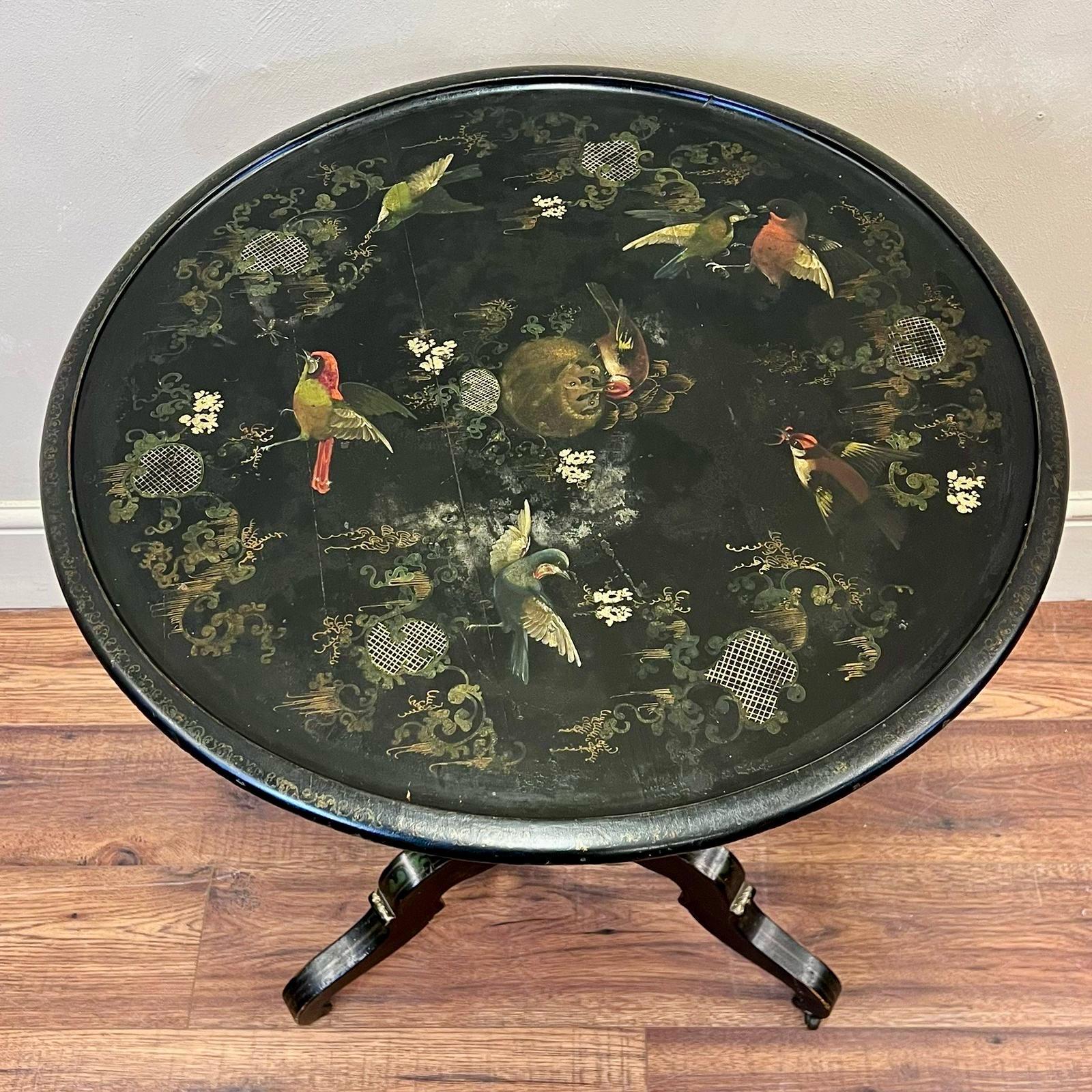 French, japanned Tilt Top Tripod Table C1910 For Sale 13