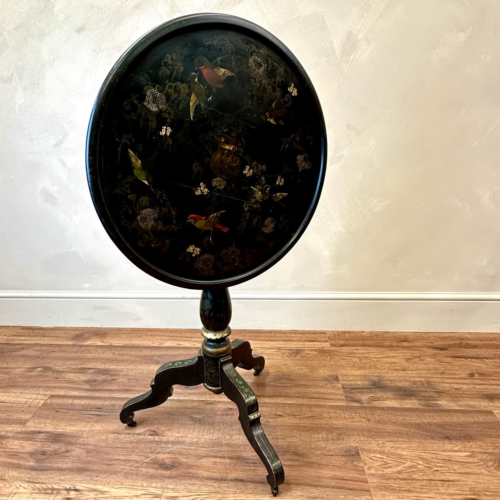 French, japanned Tilt Top Tripod Table C1910 For Sale 14