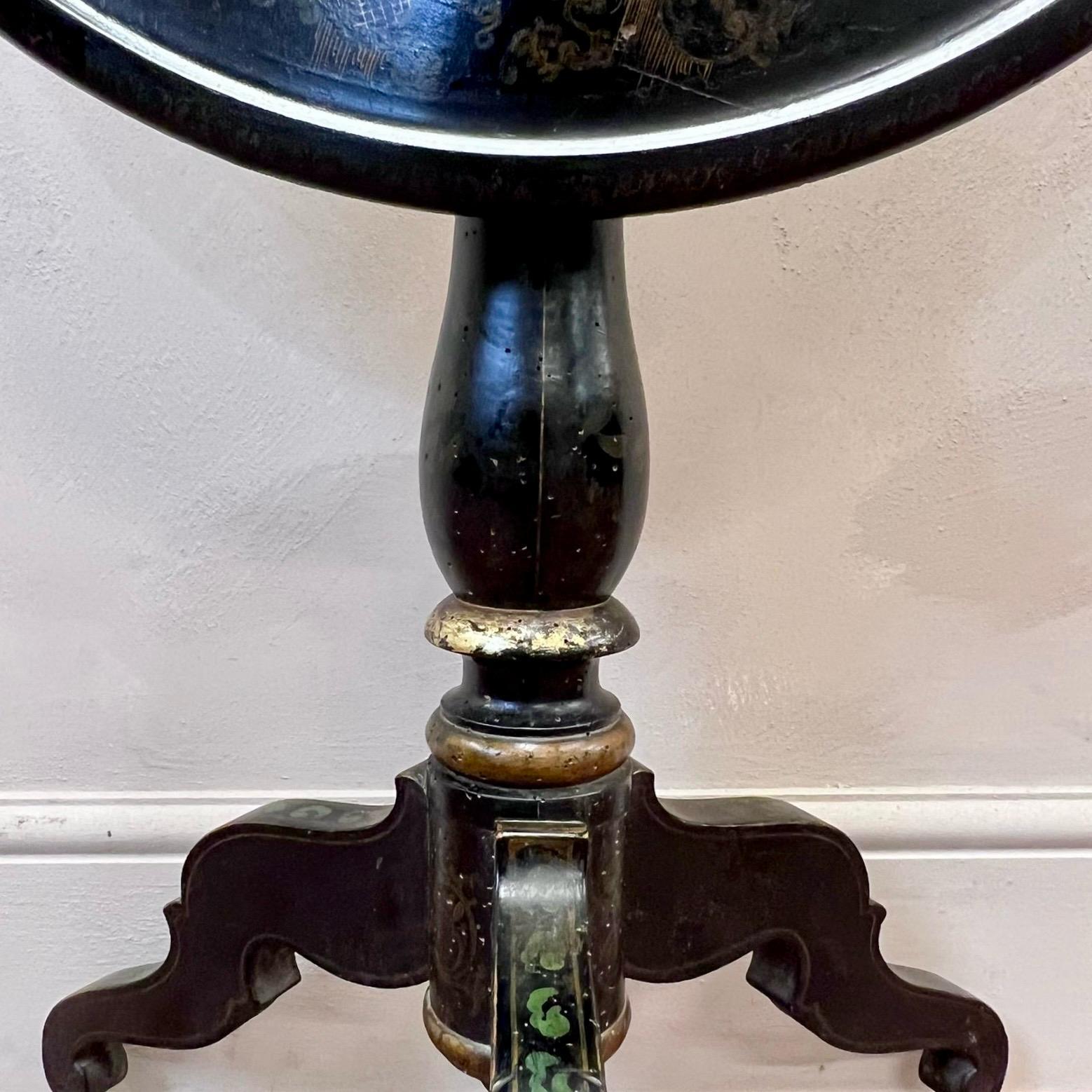 French, japanned Tilt Top Tripod Table C1910 For Sale 1