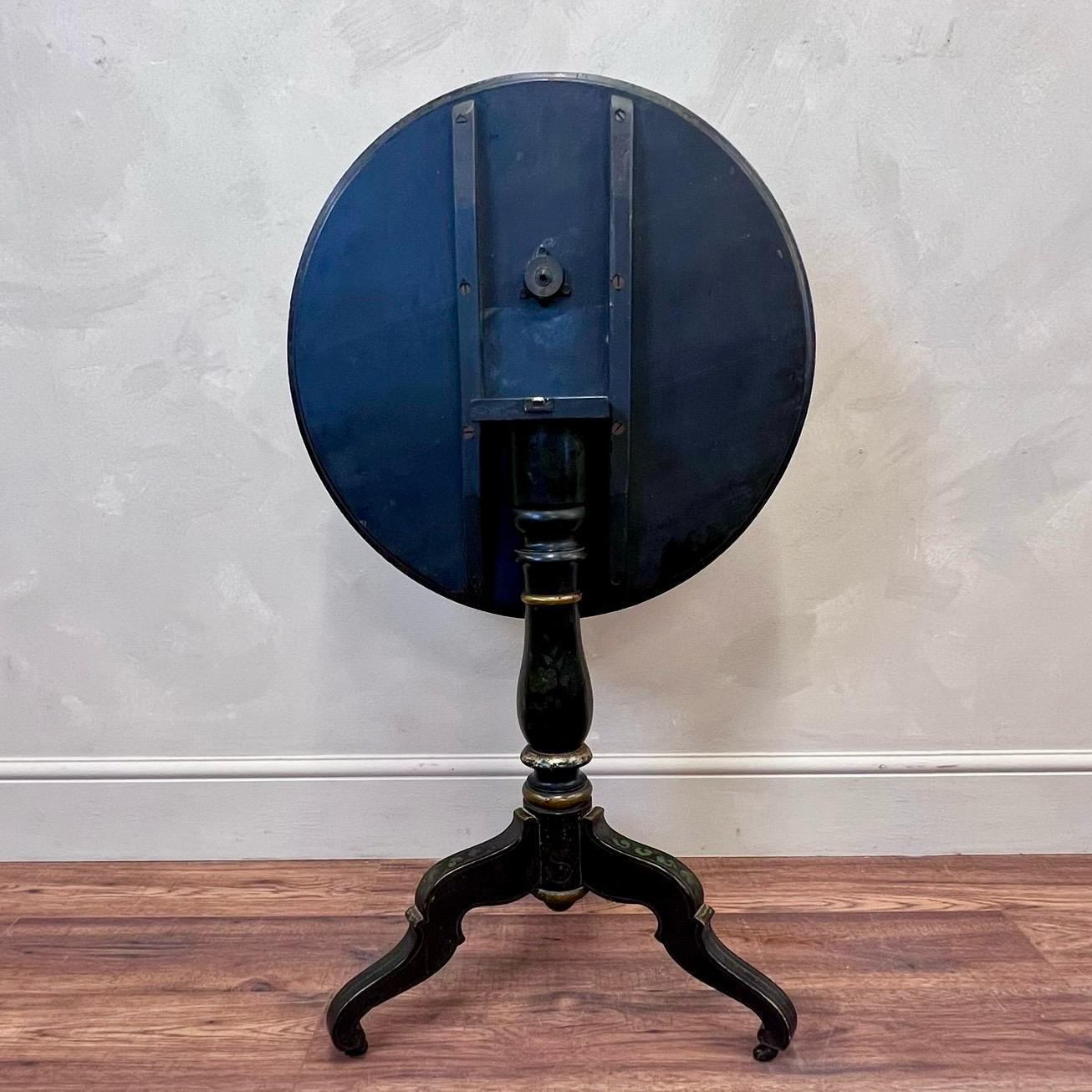 French, japanned Tilt Top Tripod Table C1910 For Sale 3