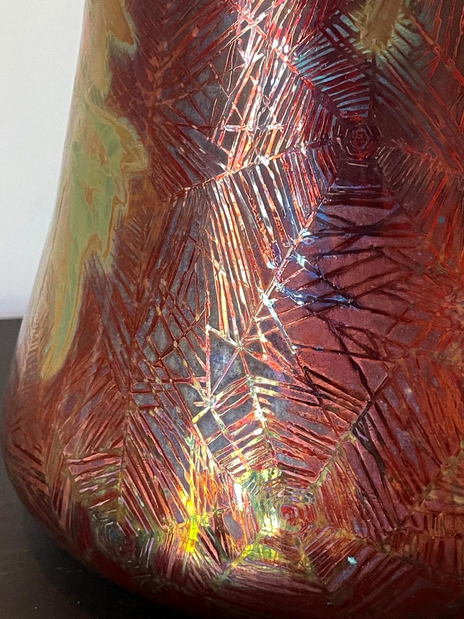 Vaso giapponese francese Art Nouveau in ceramica lustrale A. Clement Massier in vendita 1