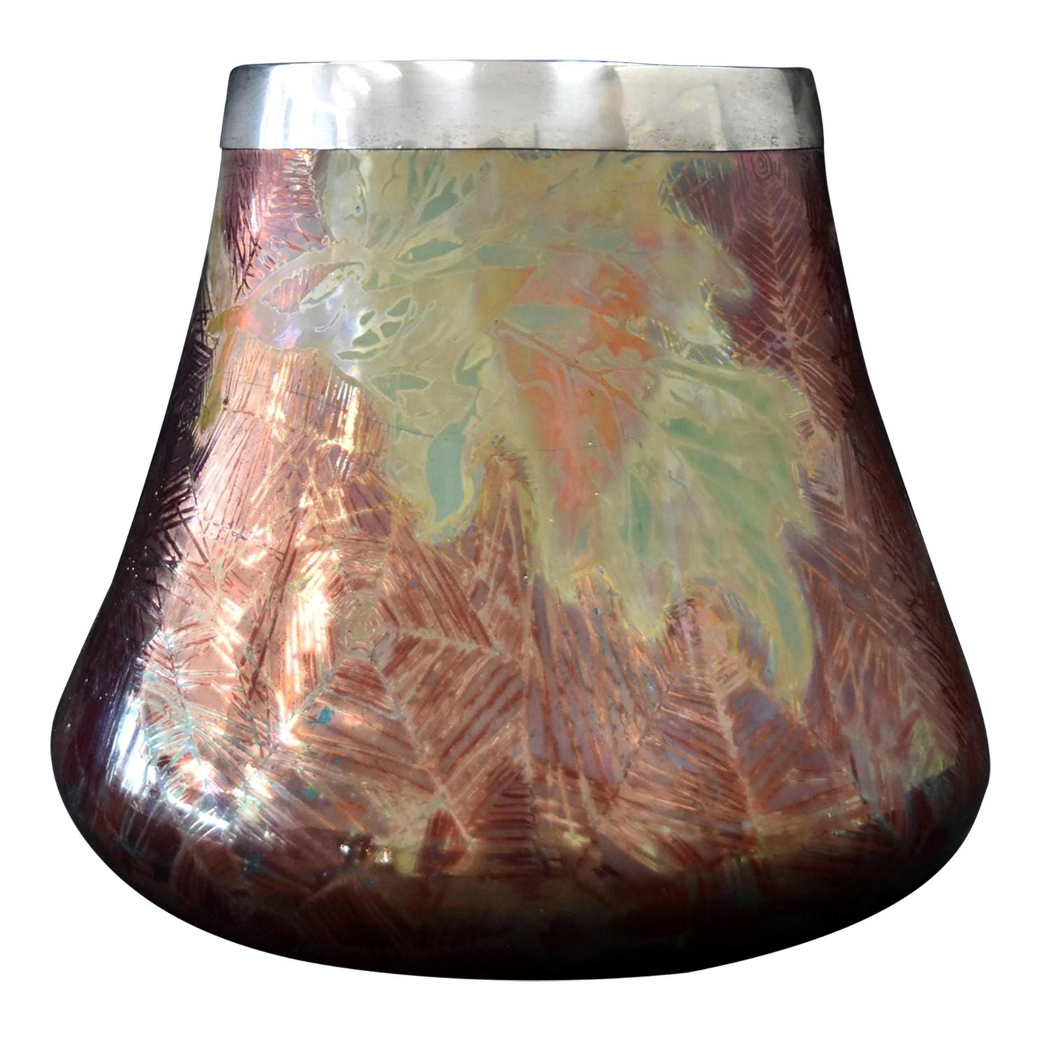 French Japonesque Art Nouveau Lusterware Vase Clement Massier For Sale